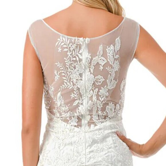 New Off White Long Mermaid Wedding Dress w/ Floral Lace Embroidery TC MS0021 - Picture 7 of 8